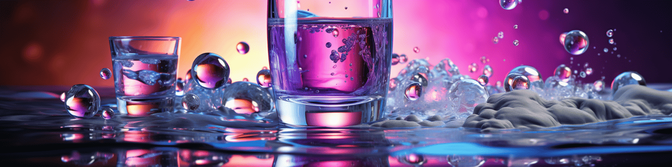 image of drug pills surrounding a glass of water symbolizing drug consumption