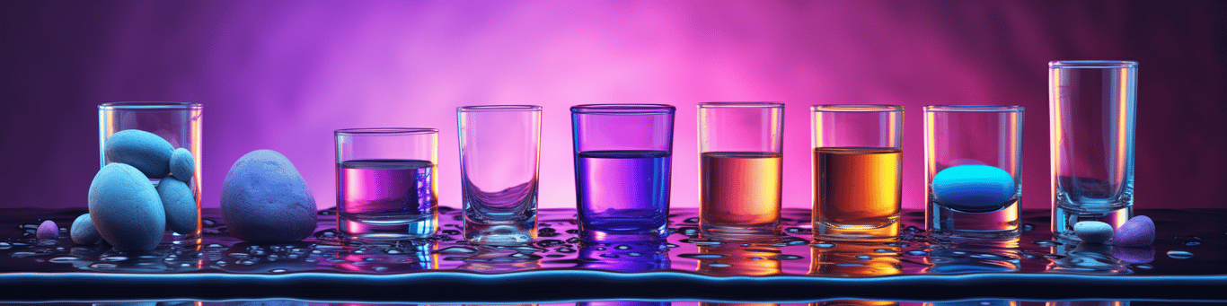 image of drug pills surrounding a glass of water symbolizing drug consumption