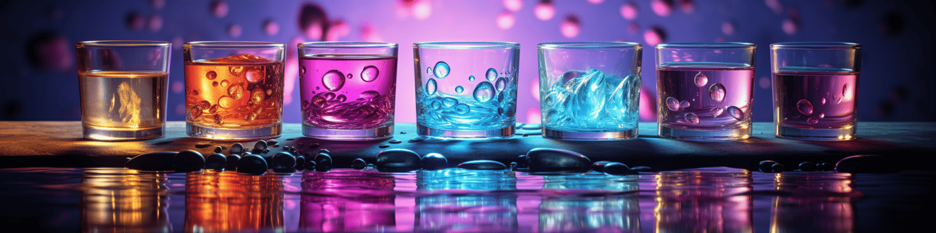 image of drug pills surrounding a glass of water symbolizing drug consumption