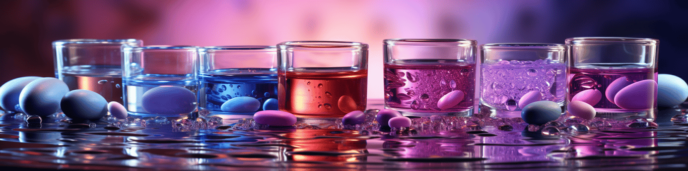 image of drug pills surrounding a glass of water symbolizing drug consumption