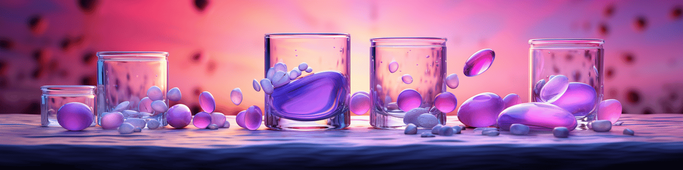 image of drug pills surrounding a glass of water symbolizing drug consumption