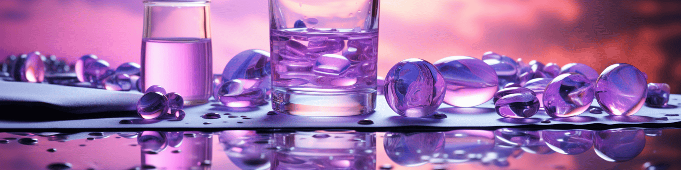 image of drug pills surrounding a glass of water symbolizing drug consumption