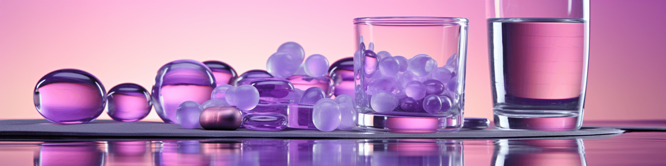 image of drug pills surrounding a glass of water symbolizing drug consumption
