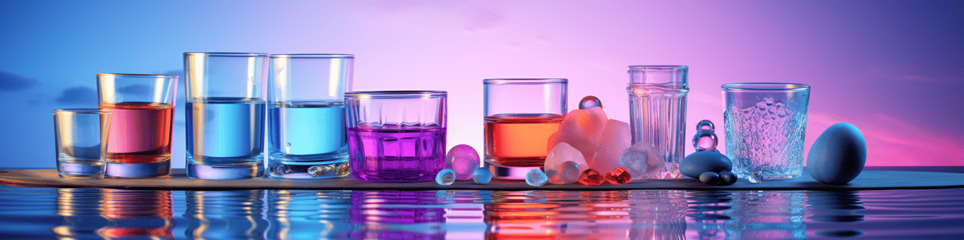 image of drug pills surrounding a glass of water symbolizing drug consumption