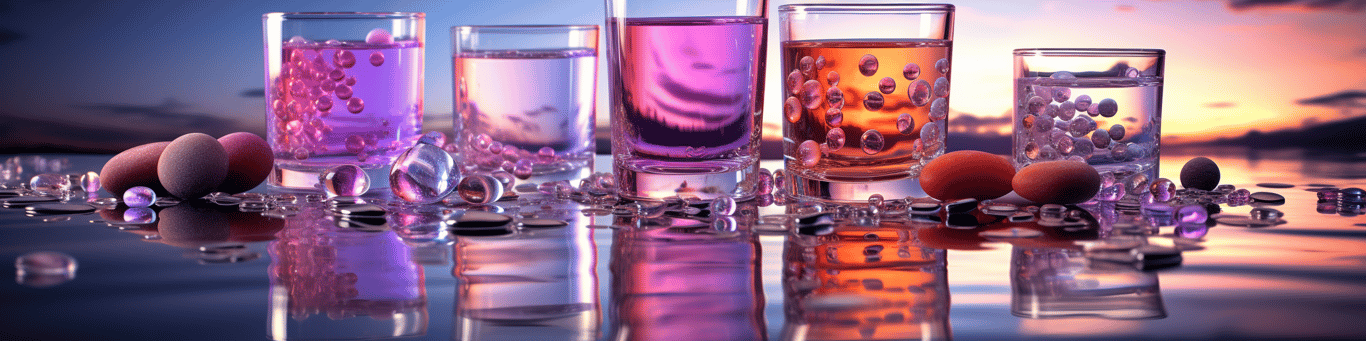 image of drug pills surrounding a glass of water symbolizing drug consumption