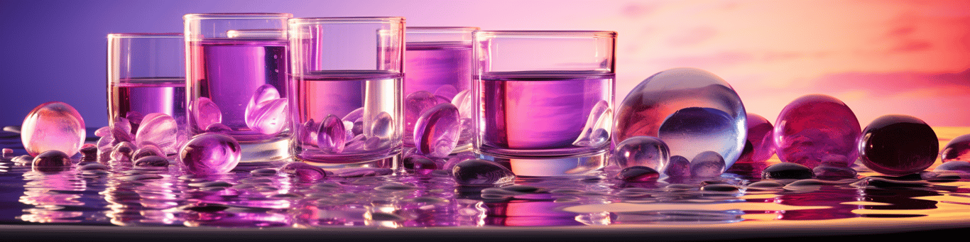 image of drug pills surrounding a glass of water symbolizing drug consumption