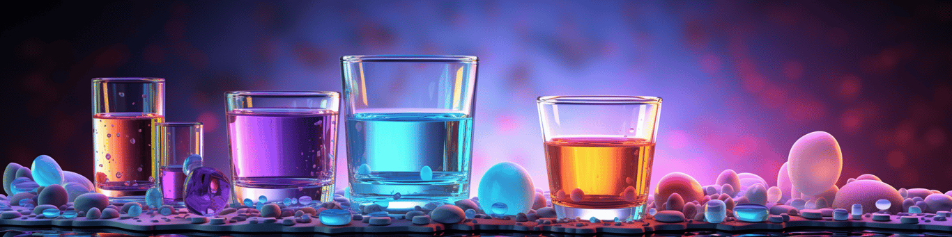 image of drug pills surrounding a glass of water symbolizing drug consumption