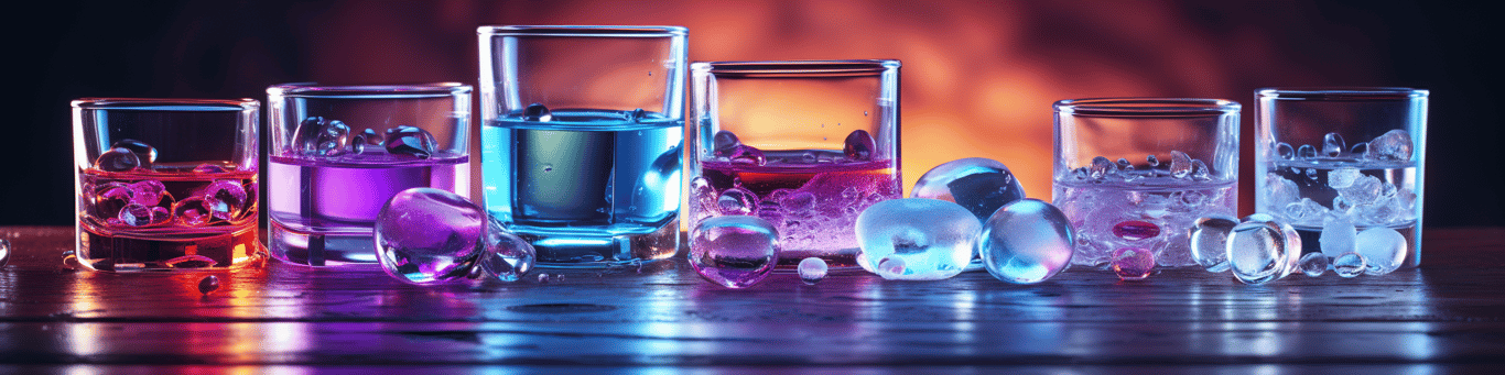 image of drug pills surrounding a glass of water symbolizing drug consumption