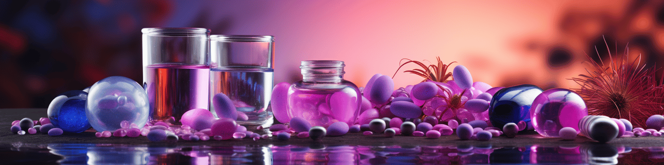 image of drug pills surrounding a glass of water symbolizing drug consumption