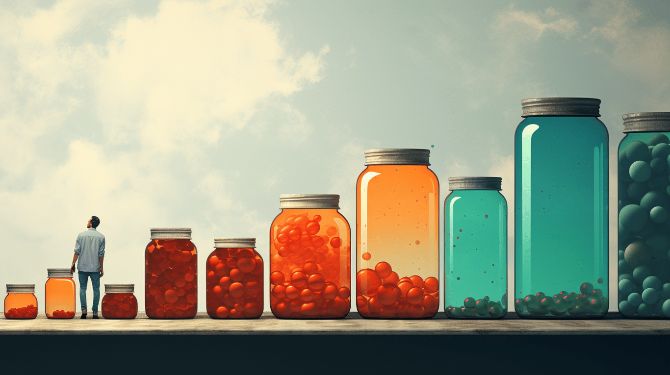 abstract image of a researcher studying a bottle of drug.