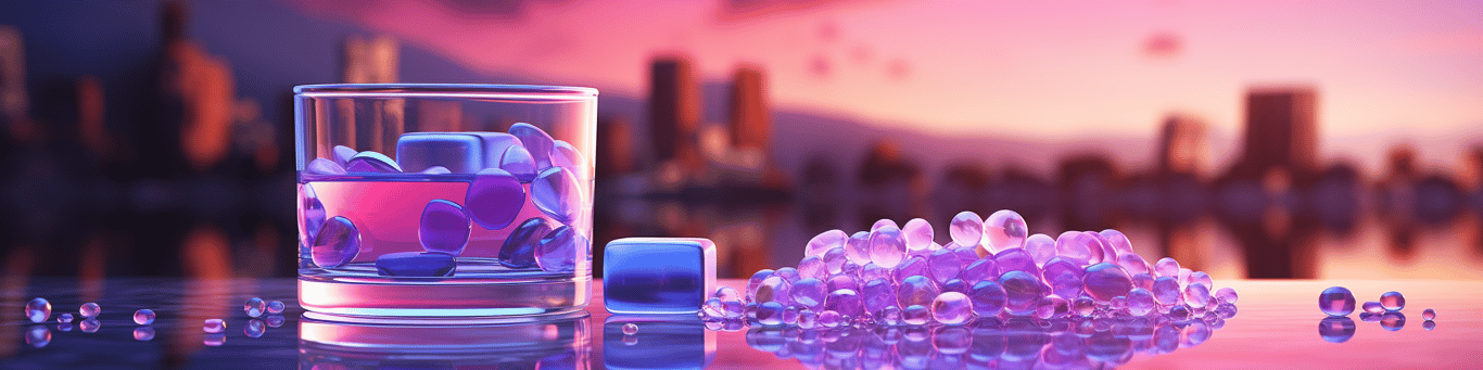 image of drug pills surrounding a glass of water symbolizing drug consumption