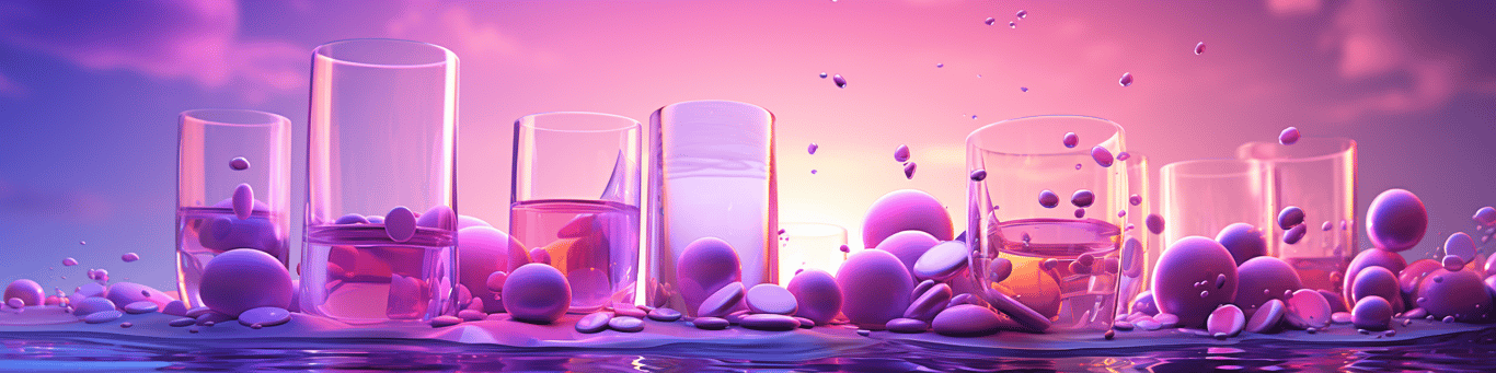 image of drug pills surrounding a glass of water symbolizing drug consumption