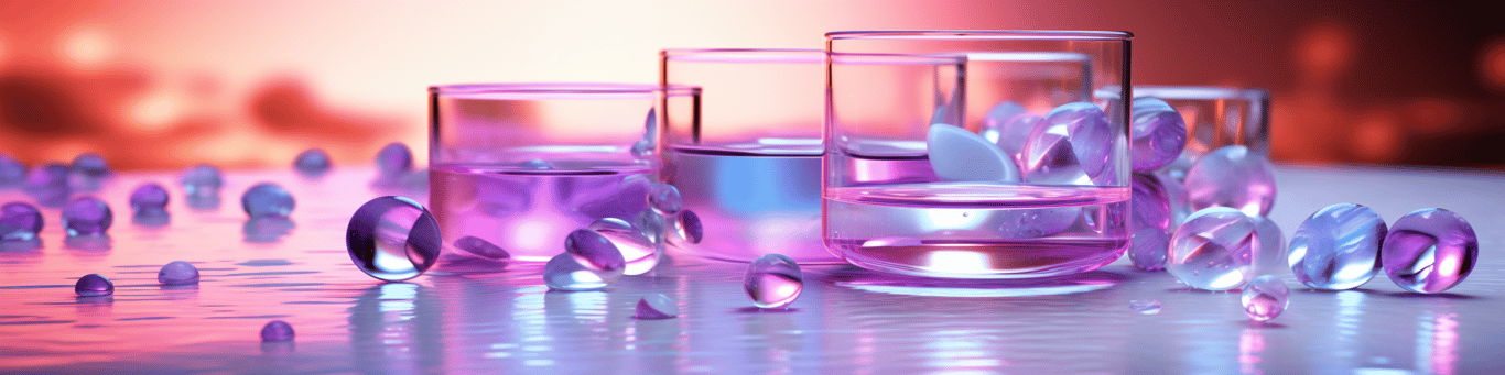 image of drug pills surrounding a glass of water symbolizing drug consumption