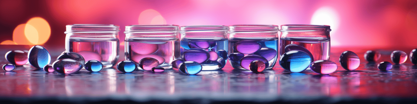 image of drug pills surrounding a glass of water symbolizing drug consumption