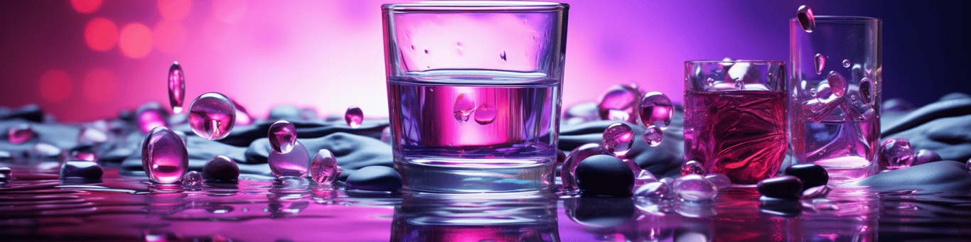 image of drug pills surrounding a glass of water symbolizing drug consumption