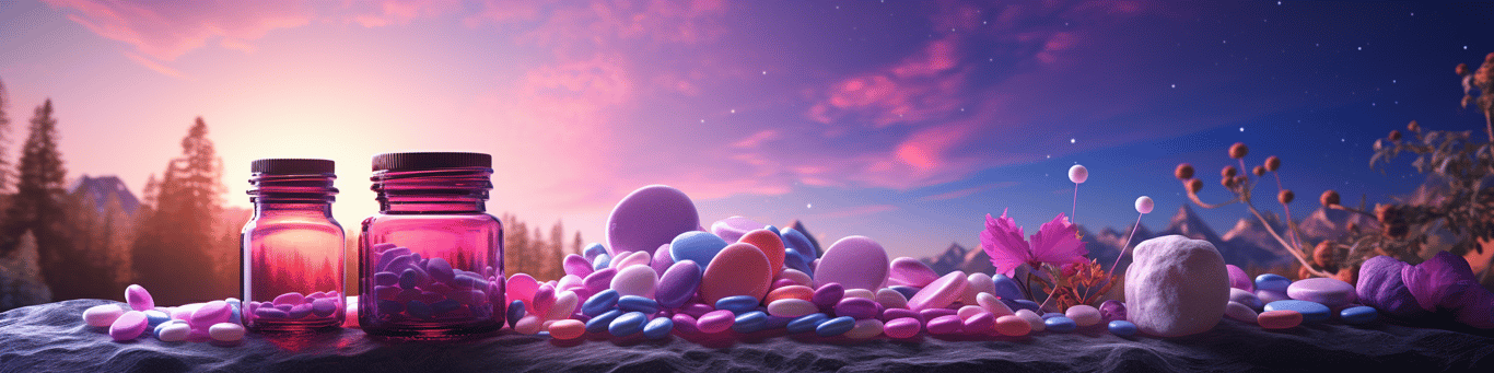 image of different drug pills on a surface