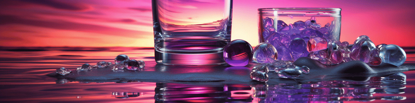 image of drug pills surrounding a glass of water symbolizing drug consumption