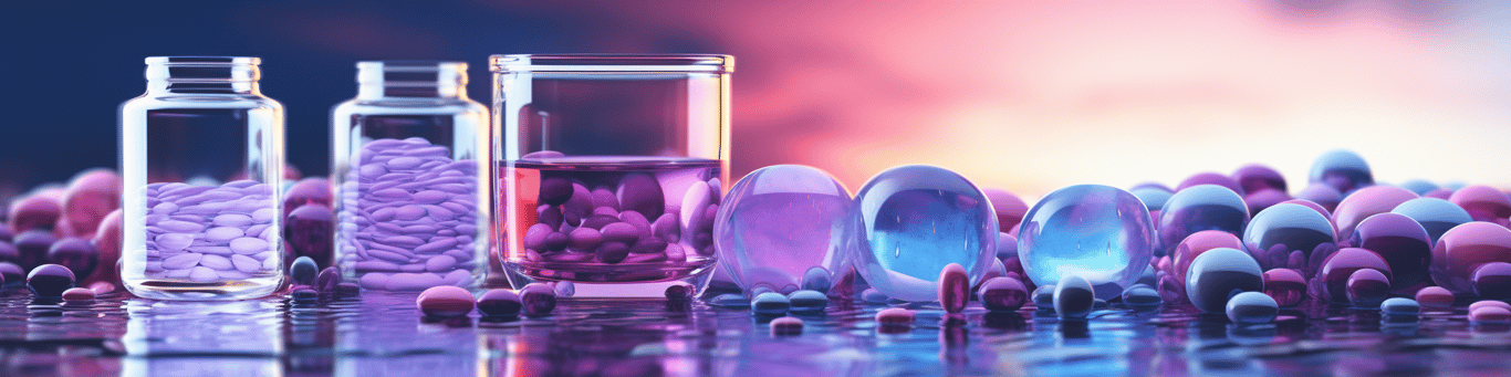 image of drug pills surrounding a glass of water symbolizing drug consumption