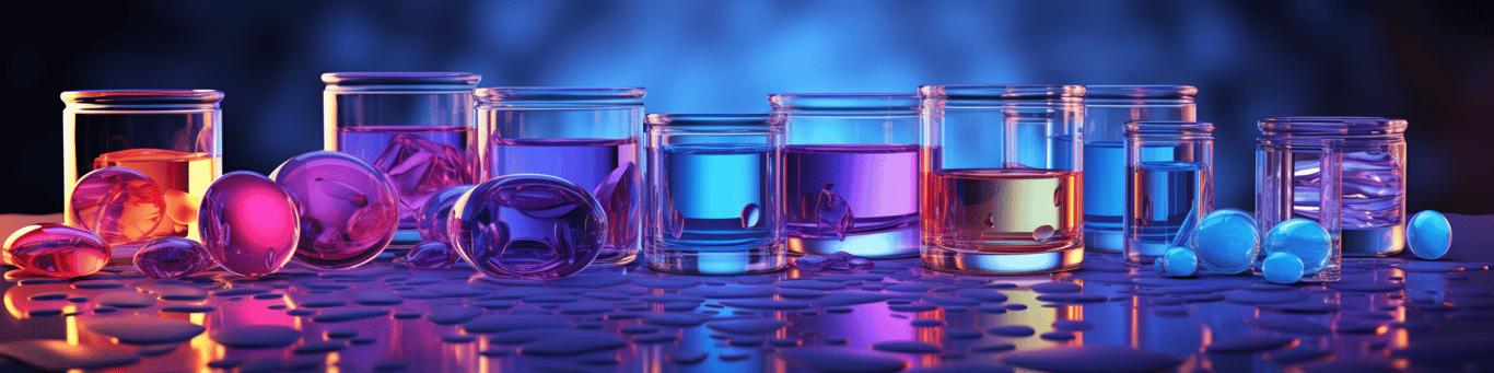 image of drug pills surrounding a glass of water symbolizing drug consumption