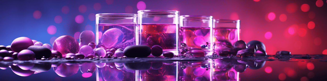image of drug pills surrounding a glass of water symbolizing drug consumption