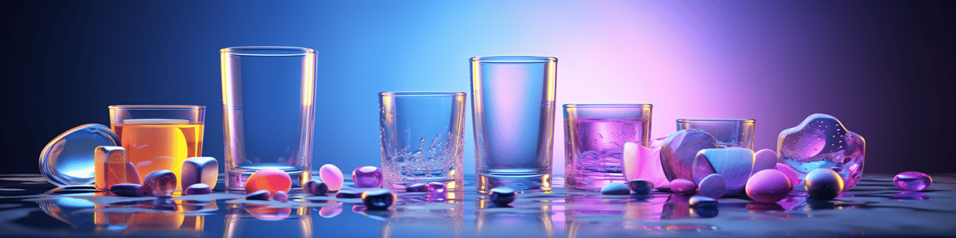 image of drug pills surrounding a glass of water symbolizing drug consumption