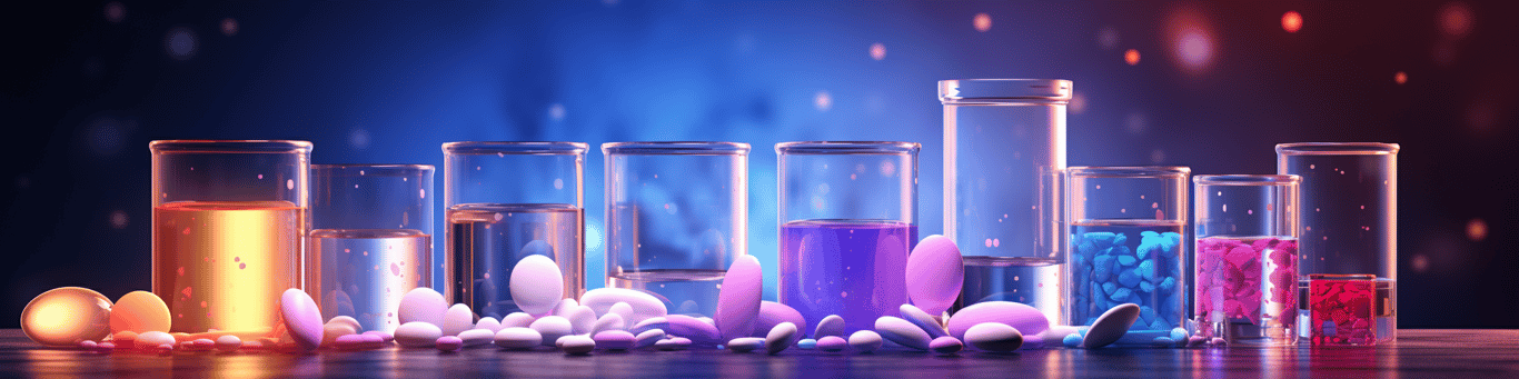 image of drug pills surrounding a glass of water symbolizing drug consumption