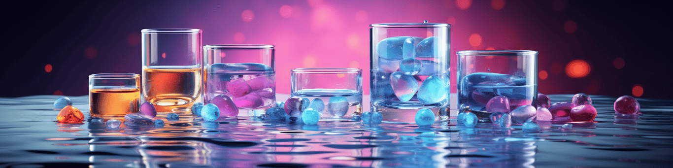 image of drug pills surrounding a glass of water symbolizing drug consumption