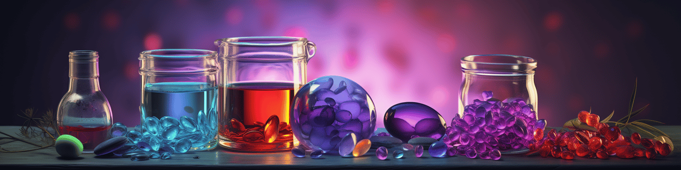 image of drug pills surrounding a glass of water symbolizing drug consumption