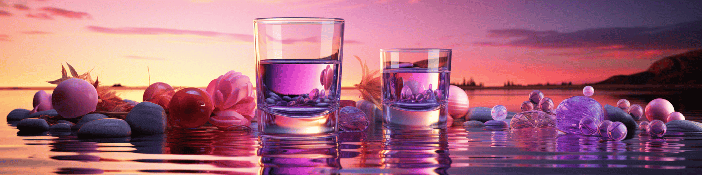 image of drug pills surrounding a glass of water symbolizing drug consumption