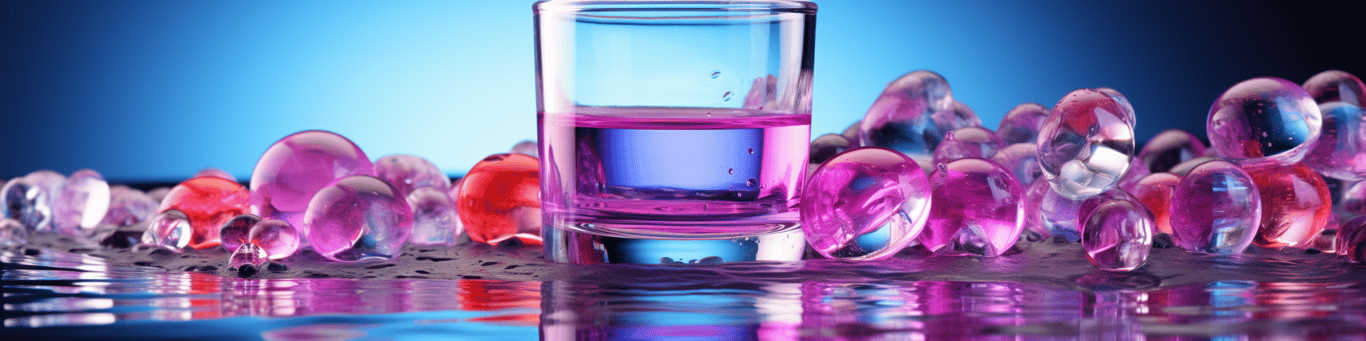 image of drug pills surrounding a glass of water symbolizing drug consumption