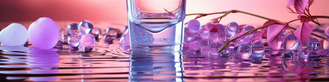 image of drug pills surrounding a glass of water symbolizing drug consumption