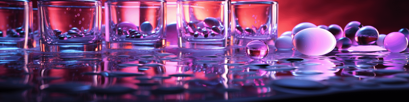 image of drug pills surrounding a glass of water symbolizing drug consumption