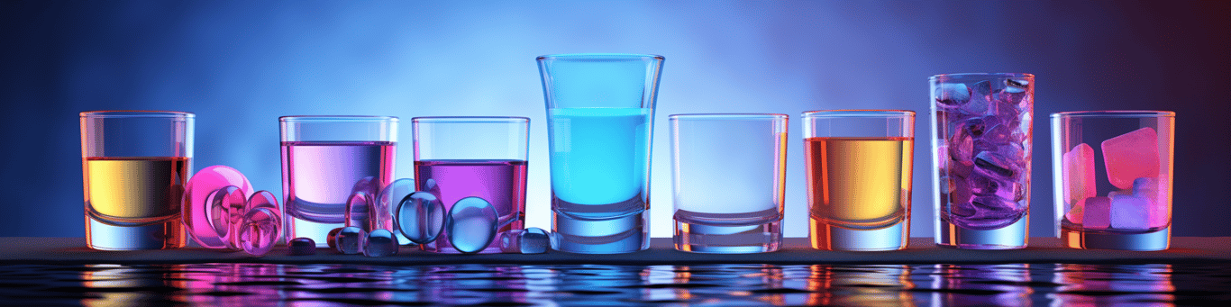 image of drug pills surrounding a glass of water symbolizing drug consumption