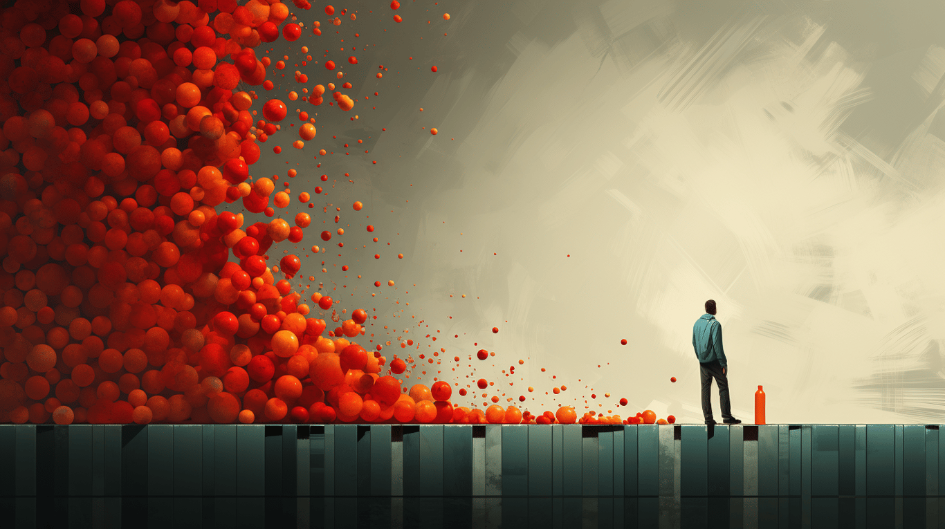 abstract image of a researcher studying a bottle of drug.