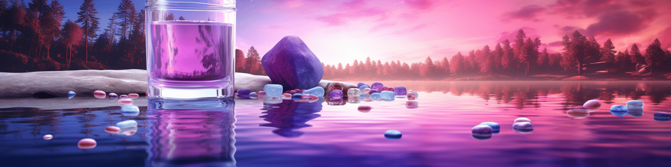 image of drug pills surrounding a glass of water symbolizing drug consumption