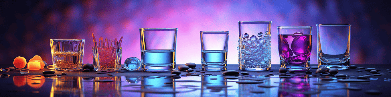 image of drug pills surrounding a glass of water symbolizing drug consumption
