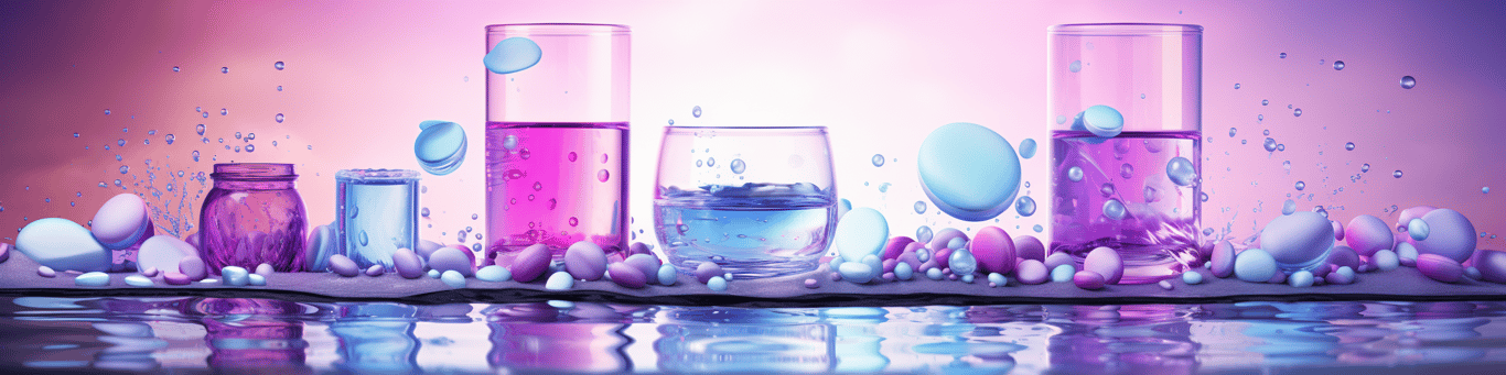 image of drug pills surrounding a glass of water symbolizing drug consumption