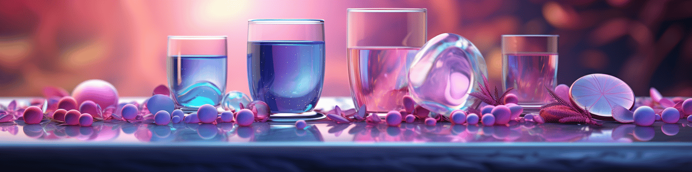 image of drug pills surrounding a glass of water symbolizing drug consumption