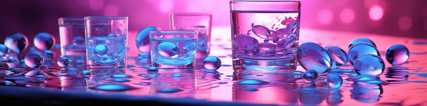 image of drug pills surrounding a glass of water symbolizing drug consumption