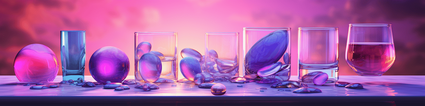 image of drug pills surrounding a glass of water symbolizing drug consumption