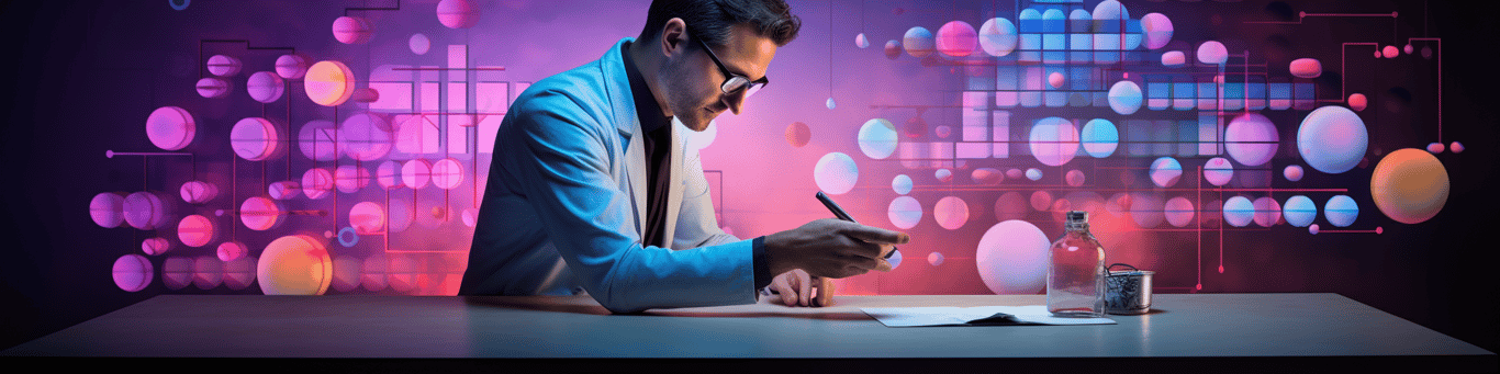 image of a doctor in a lab doing drug, clinical research