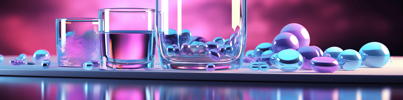 image of drug pills surrounding a glass of water symbolizing drug consumption