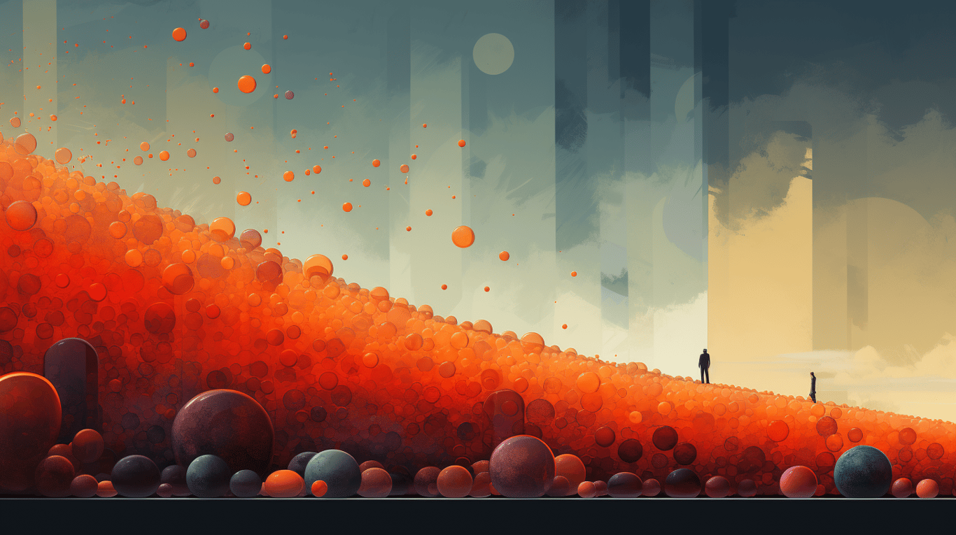 abstract image of a researcher studying a bottle of drug.