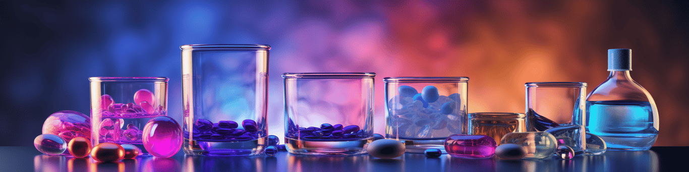 image of drug pills surrounding a glass of water symbolizing drug consumption