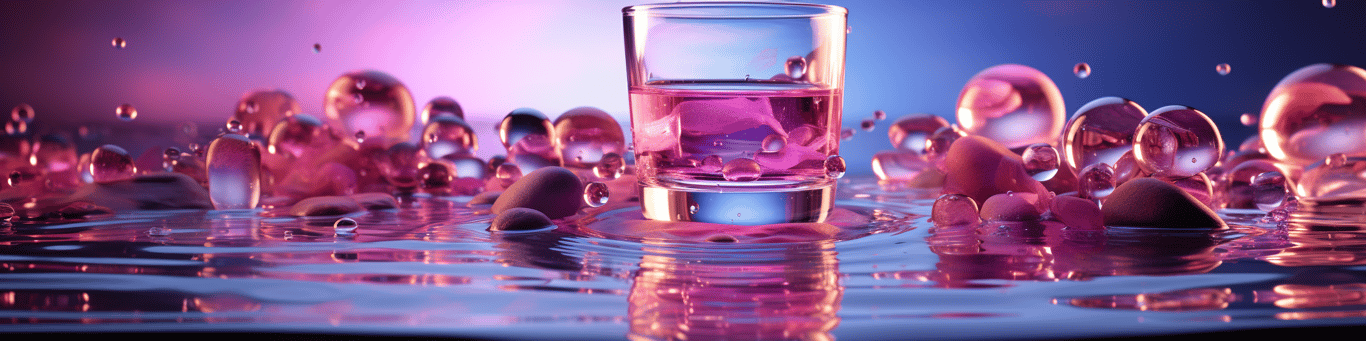 image of drug pills surrounding a glass of water symbolizing drug consumption