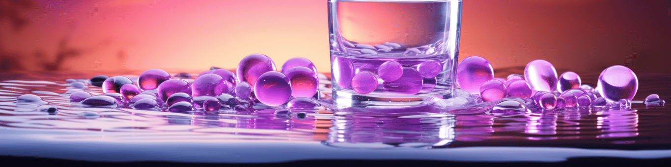 image of drug pills surrounding a glass of water symbolizing drug consumption
