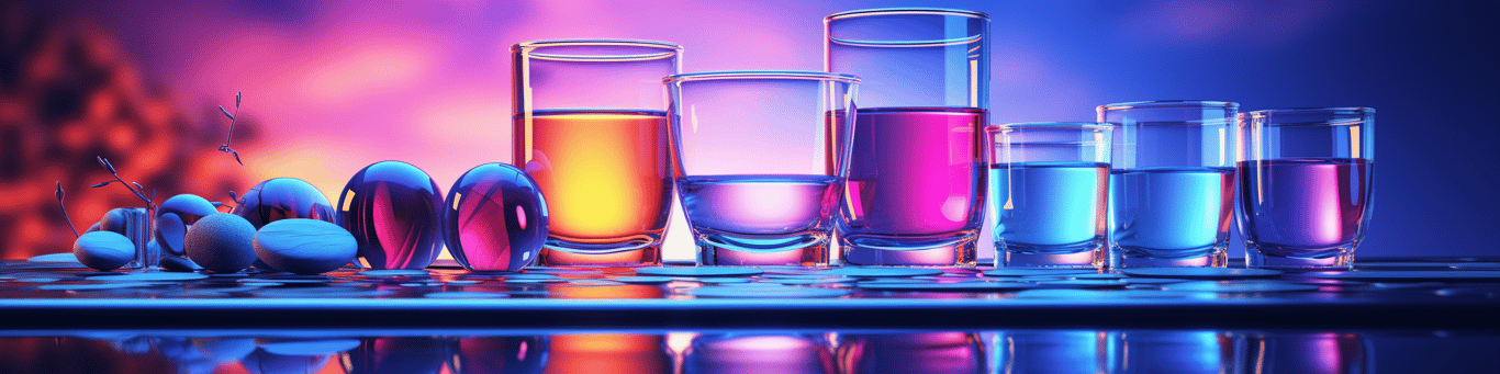 image of drug pills surrounding a glass of water symbolizing drug consumption