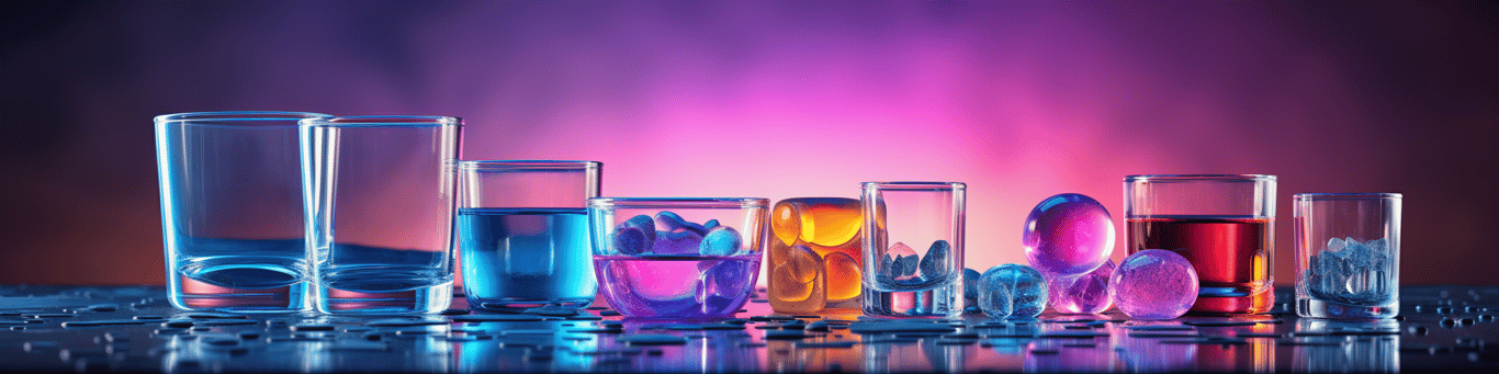 image of drug pills surrounding a glass of water symbolizing drug consumption