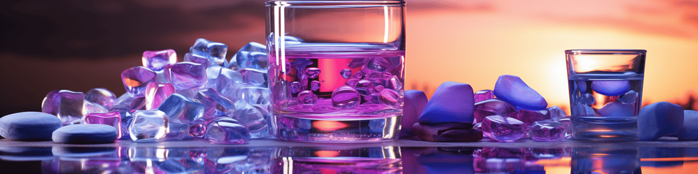 image of drug pills surrounding a glass of water symbolizing drug consumption