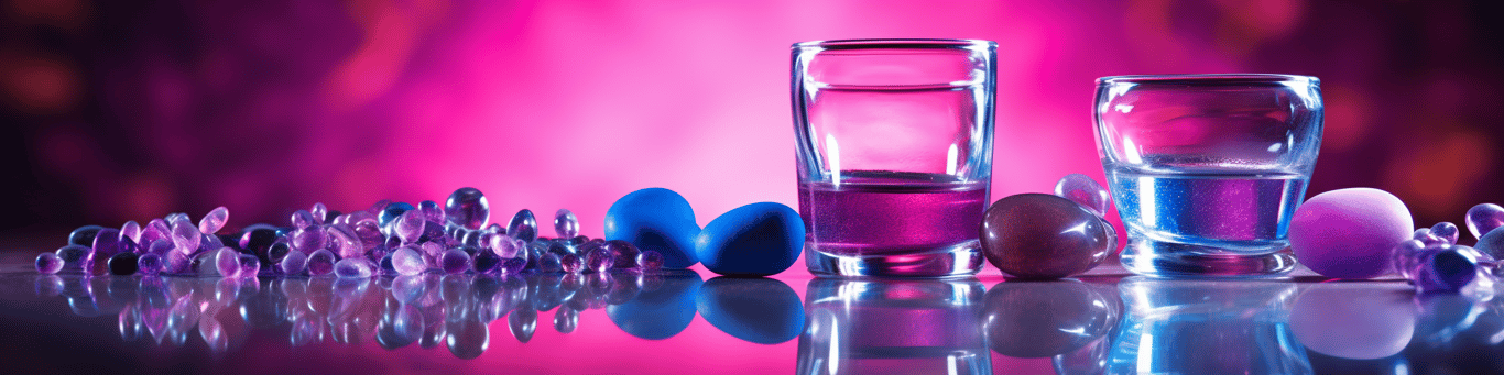 image of drug pills surrounding a glass of water symbolizing drug consumption